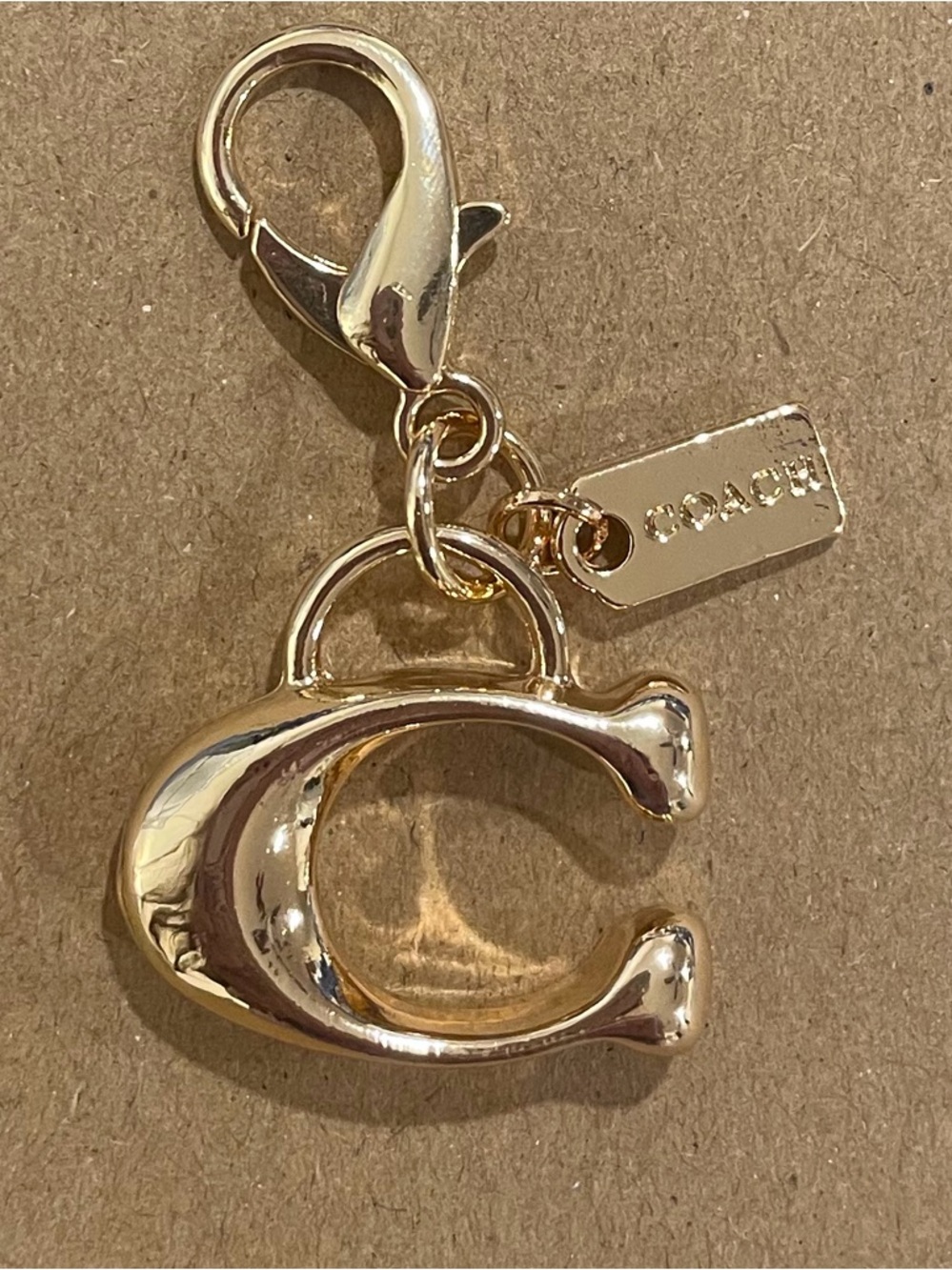 Coach Gold-Tone C Charm with Lobster Clasp